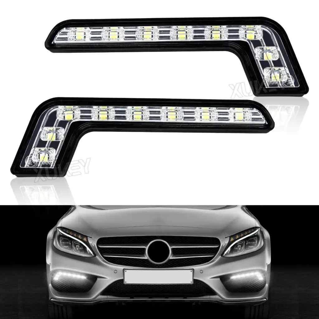 

Pair Universal Daytime Running Light 8LED SMD 12V L-Shaped 7-Style DRL White Bright Waterproof Front Bumper Driving Fog Lamp Car