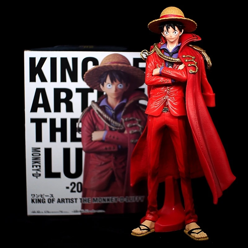 

25CM Anime One Piece Red Luffy Shawl Figure Model Black Cloak Standing Model PVC GK Toy Gift Doll Action Figure Removable Toys