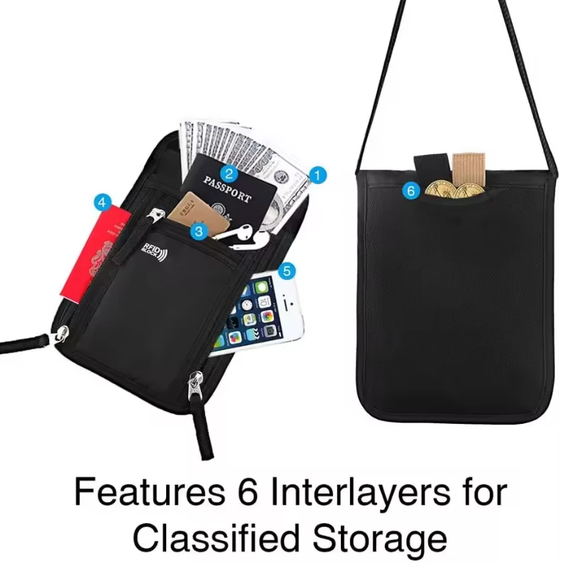 حقيبة سفر، محفظة للرقبة، حامل جواز سفر عائلي، حافظة منظمة مع محفظة جواز سفر RFID، حقيبة كروس للسفر #5