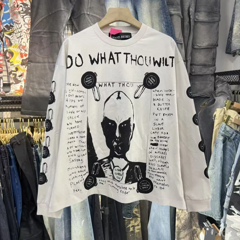 

American Sle fiti Print Long Sve T-irt Men's Base irt Worn-In Colors Casual Comfortable Breathable Cotton Top