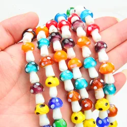 10pcs Glass Mushroom Beads Charms For Jewelry Making Bracelet Necklace Pendants DIY Earring Crafts Supplies Handmade Beaded