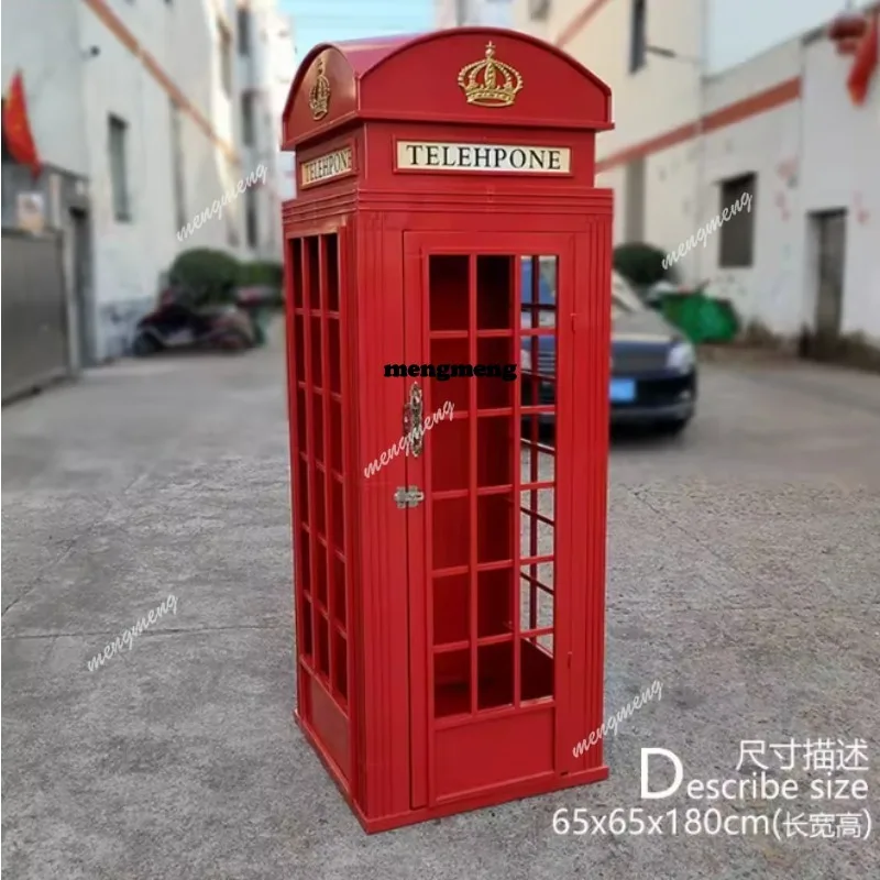 Classic British London Steel Telephone Booth Industrial Style Mailbox Newsstand Street Sign Bench Decoration Locker Prop