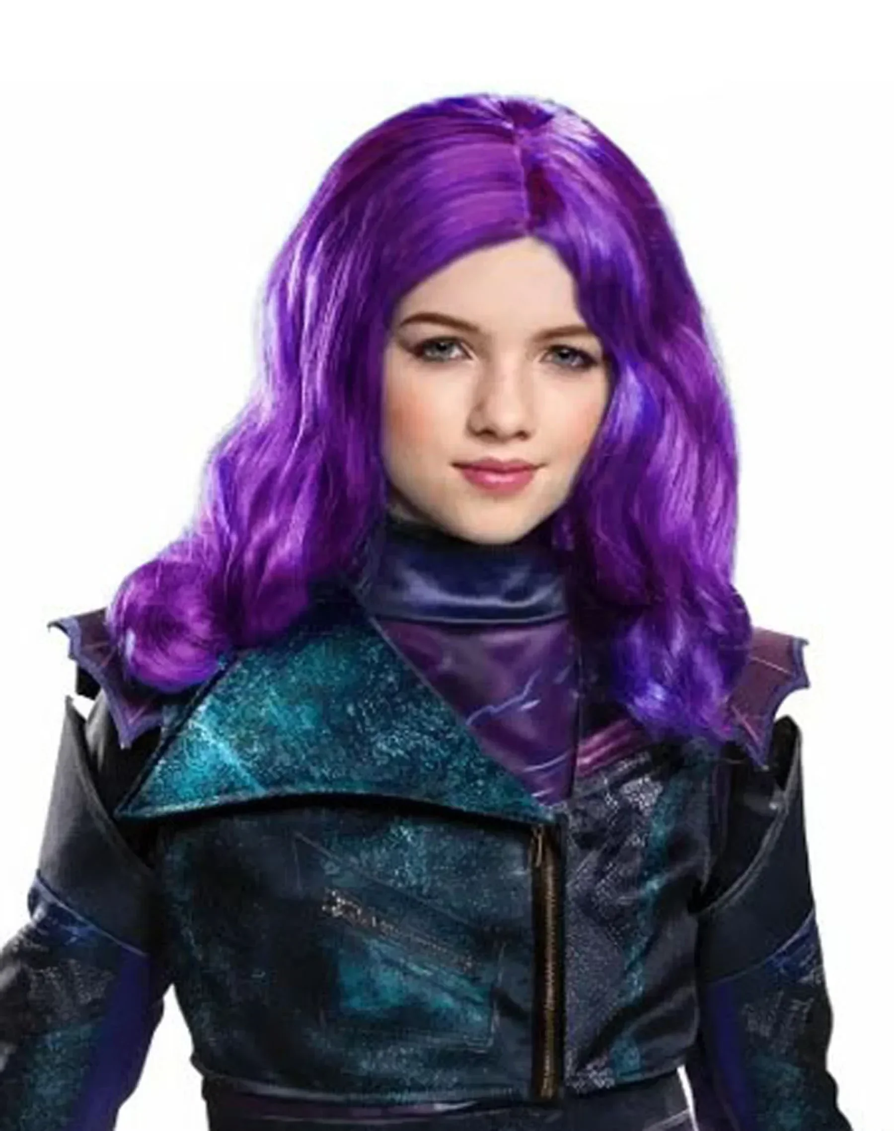 Synthetic Hair Mal Costume Wig for Girls Movie Cosplay Wigs for Kids Purple Mixed Blue Wigs for Girls Wig Halloween Wig Female