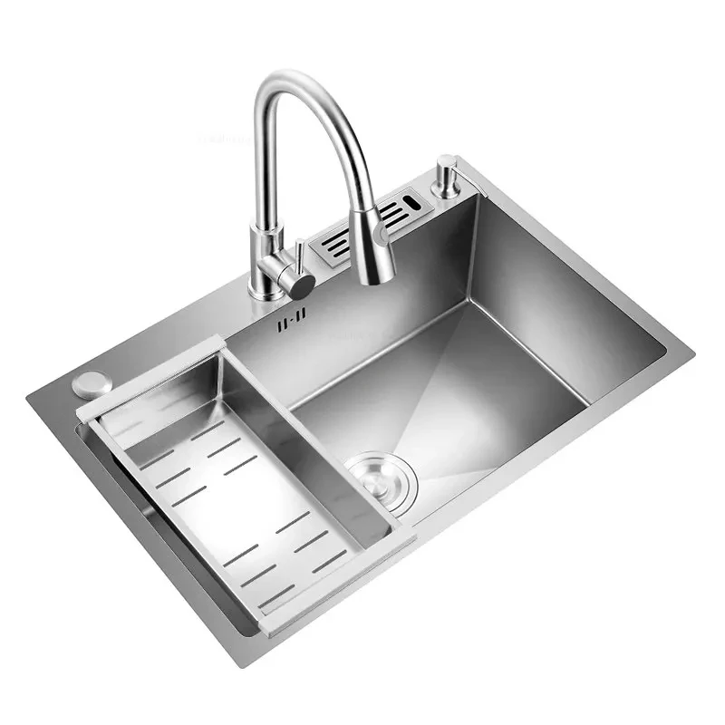 

Black Stainless Steel Kitchen Sinks Wash Basin Creative Kitchen Accessories Large Single Slot Bathroom Sink Undercounter Basin