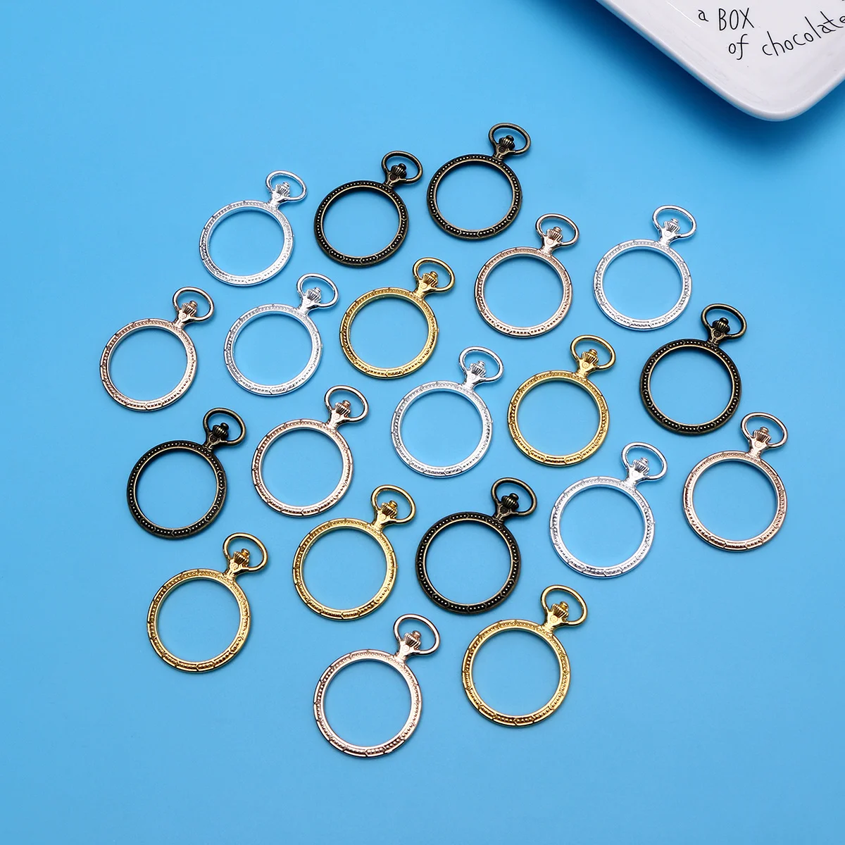 20Pcs Alloy Round Pendant Frames Pocket Watch Style DIY Resin Epoxy Jewelry Making Charms Necklace Bracelet Accessories
