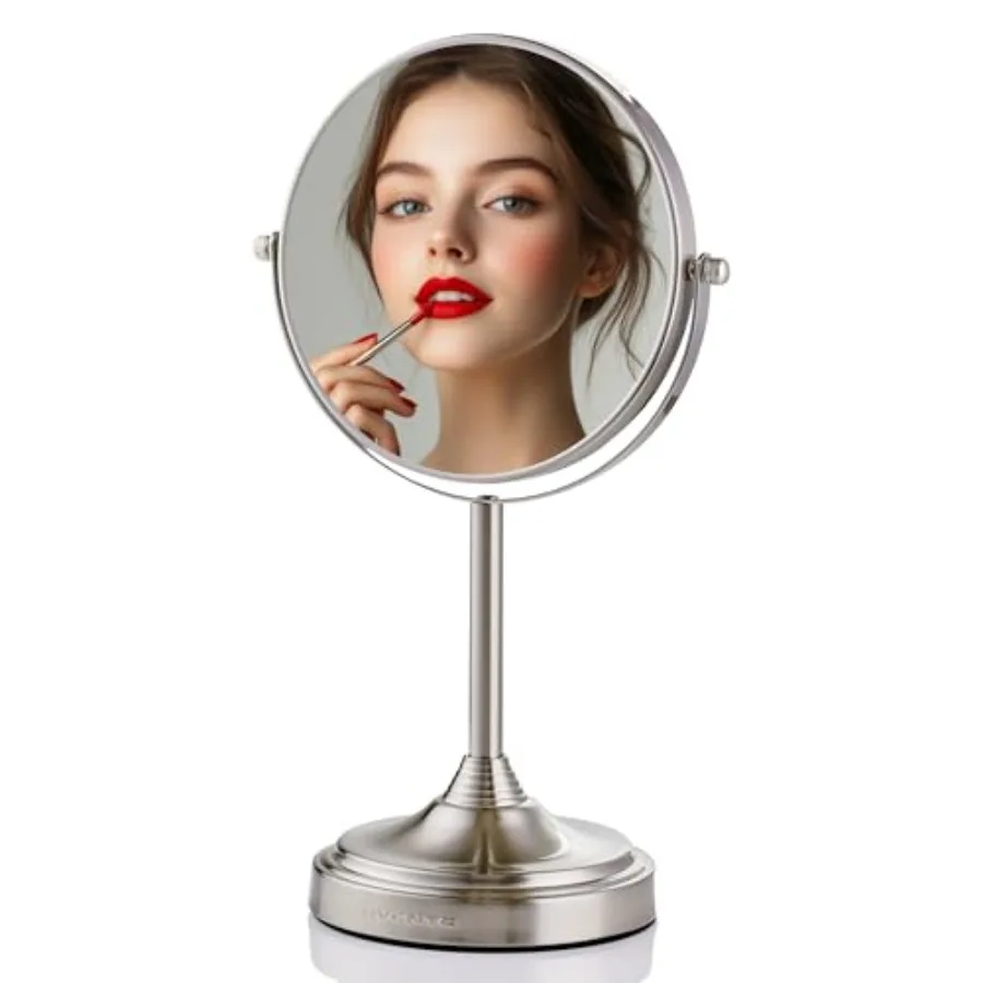 

7'' Tabletop Makeup Mirror with 1X/7X Magnification, 360° Swivel Design and Double-Sided Free-Standing Vanity Mirror Perfect fo
