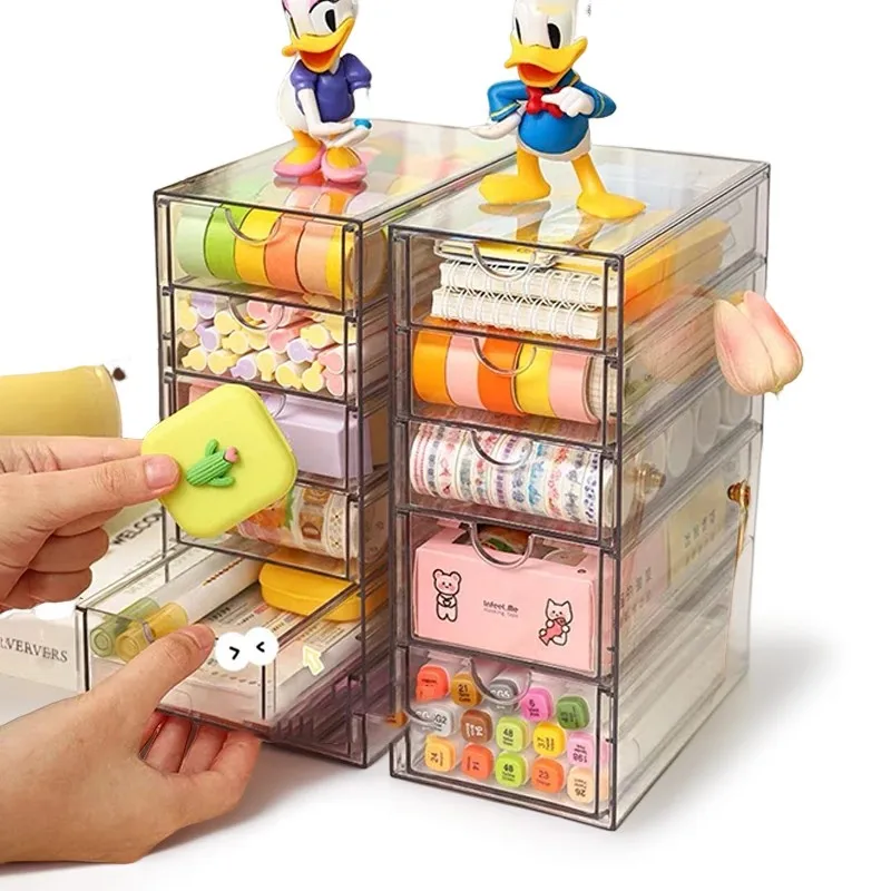 4/5Layer Acrylic Drawer Organizer Stationery Storage Box Glasses Clear Desk Makeup Hair Display Pencil Holder Office Student