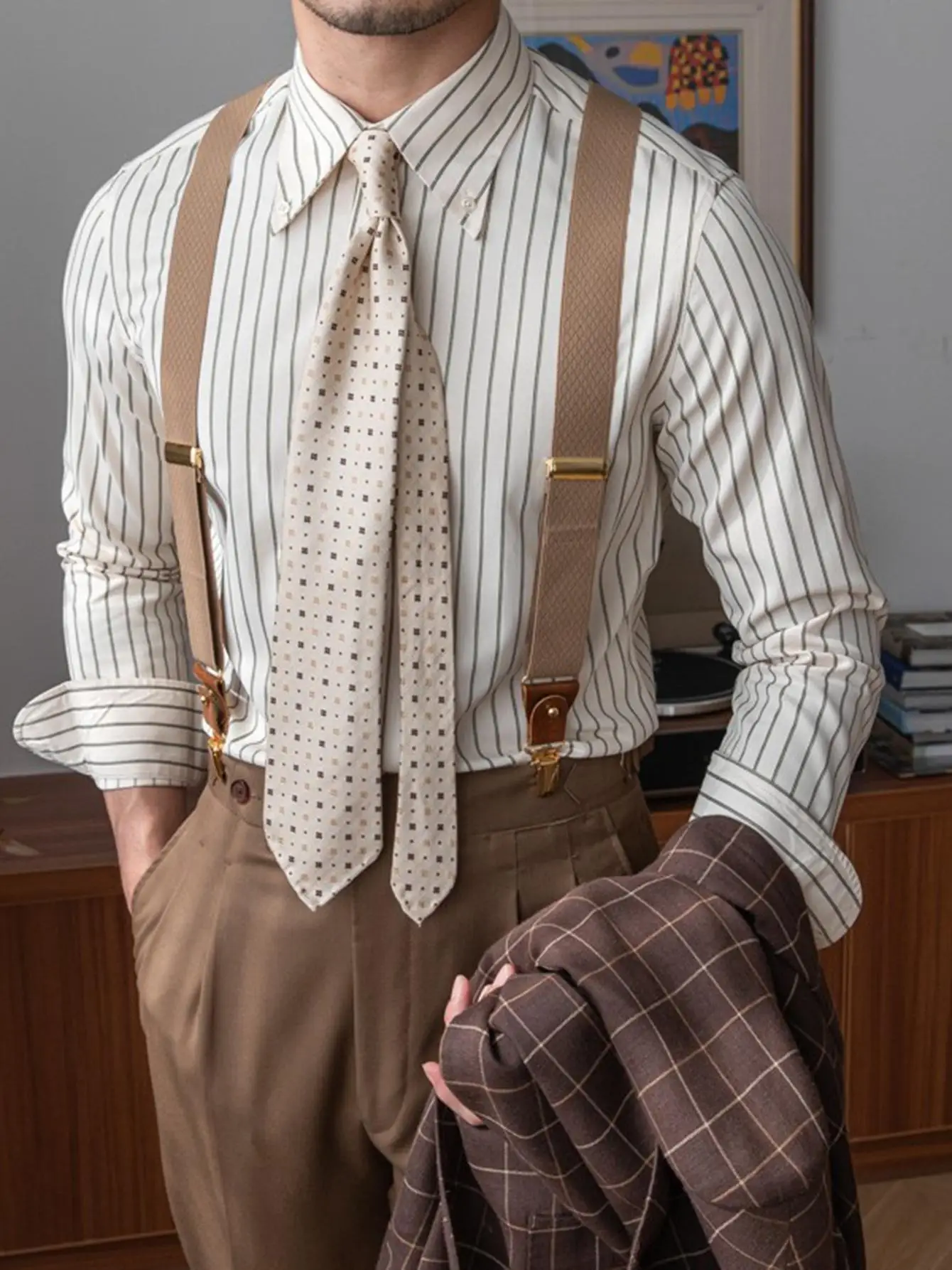 

Mr. Deer Tee Men's Retro Anti-Wrinkle Slim Fit Long Sve Casual irt Korean Sle Japanese Busin Commute Button up Top