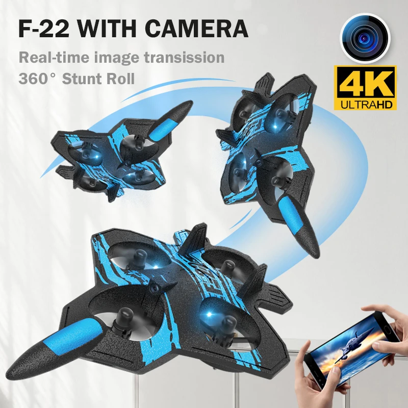 

F22 Rc Plane Hd Camera App Control Aircraft Quadcopter Stunt Flipping Fixed-Altitude Hover Aerial Remote Control Plane Glider