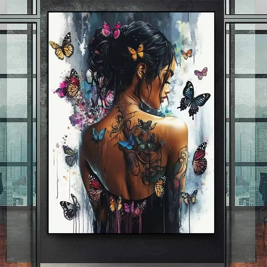 5D Diamond Painting Kit New Modern Abstract Butterfly Woman Back View Diamond diy Embroidery Mosaic Adult Decoration Home Gift