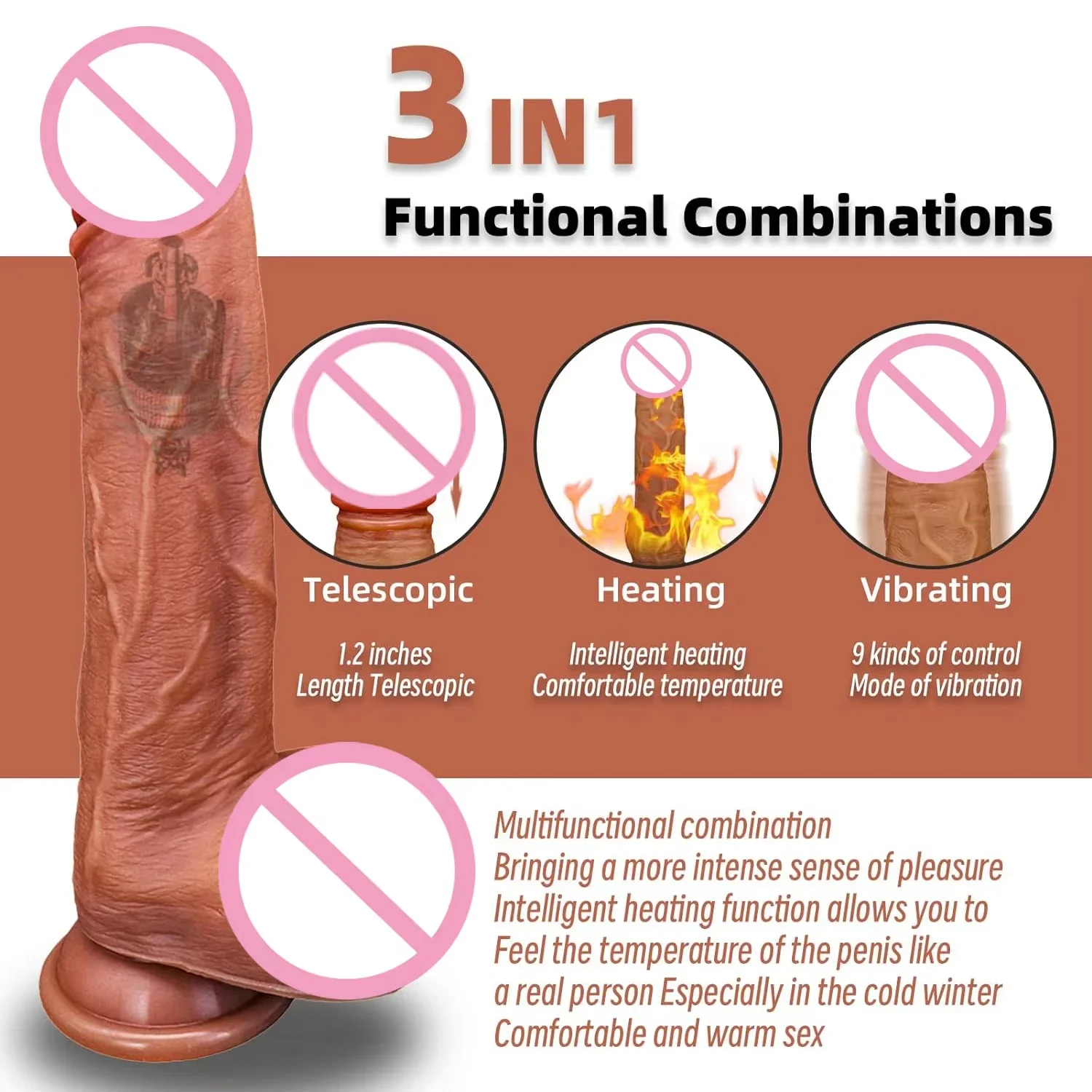 واقعية دسار القضيب هزاز التدفئة تلسكوبي ديك بعقب المكونات الاستمناء الشرج قضبان اصطناعية الهزاز الجنس لعب للنساء الكبار 18