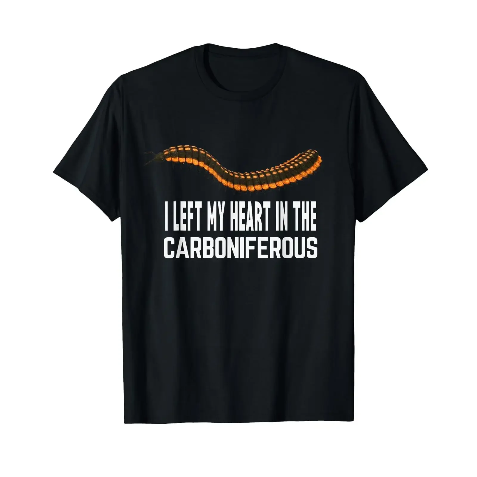 T Shirt with German Text Ich habe mein Herz im karbonhaltigen Arthropleura Insekt gelassen I Have black vintage Washed