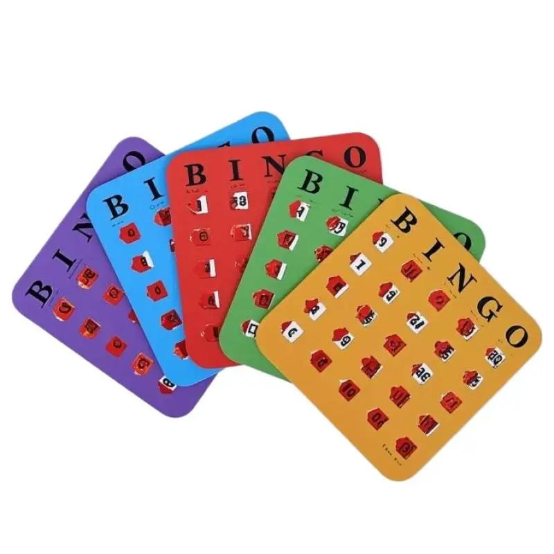 5 stks Bingo Game Card Gemakkelijk afleesbaar met schuiframen Herbruikbare Logisch Denkvermogen Game Bingo Bordspel Party Gift - afbeelding 2