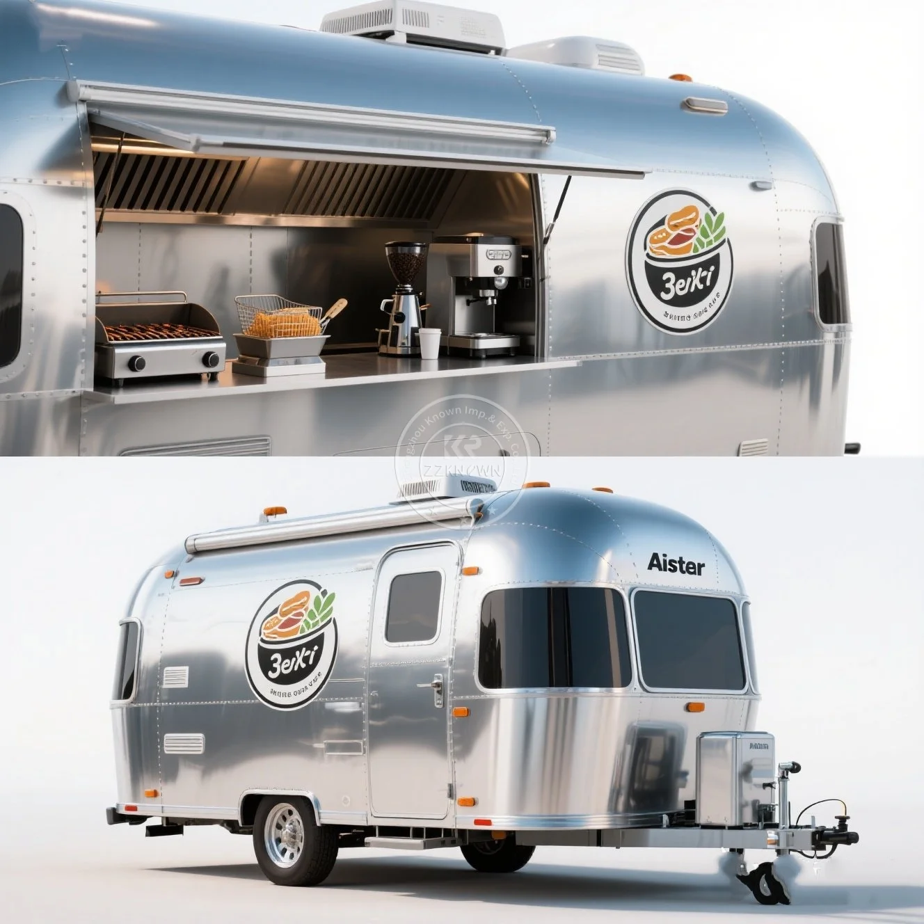 

USA Standard Stainless Steel Air Stream Food Truck Concession Bbq Food Trailer with Fully Equipped Custom Food Truck