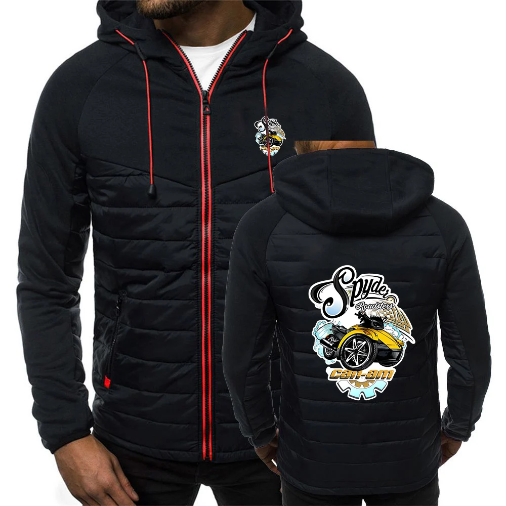 

2026 BRP Can Am мотоциклетный принт, осенние и зимние мужские семицветные толстовки в стиле пэчворк с хлопковой подкладкой, пальто на молнии с завязками