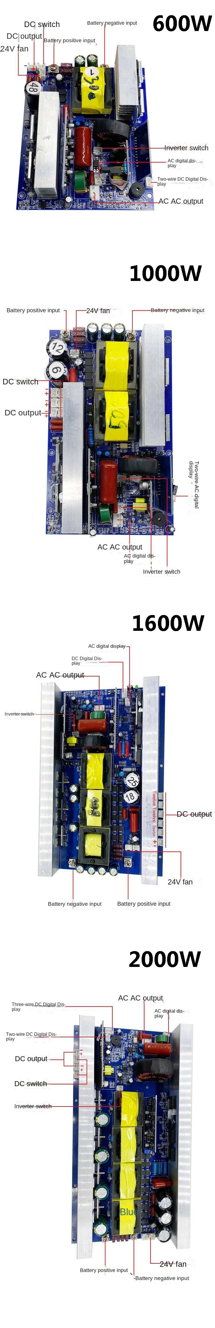 Imagem -05 - Placa-mãe Pura 12v 24v do Inversor da Onda de Seno a 220v 50 60hz Placa Nua Armazenamento de Energia Integrado Máquina 600w 1600w 3000w 5000w
