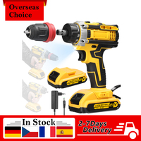 21V 2 in 1 Lithium Battery Drill Multifunction Electric Screwdriver 18 Gears of Torque Adjustable Cordless Household Power Tool