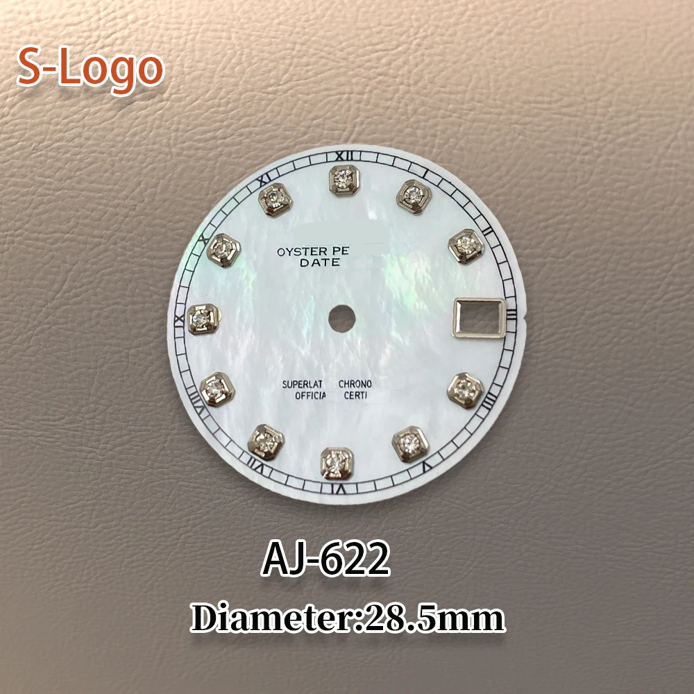 28.5mm S Logo NH35 Diamond Mother pearl Dial Fit NH36 Movement No Luminous High Quality Watch Modification Accessories Repair