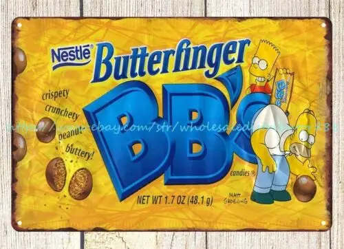 hanging wall decor Butterfinger BB's retro candy metal tin sign