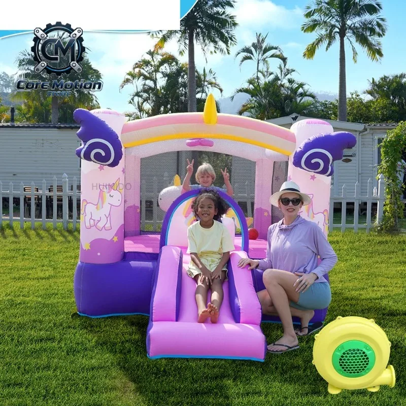 Bounce House For Kids House Inflatable Bouncer Unicorn Jumping Castle Air Moonwalk Inflatable Purple Bounce House