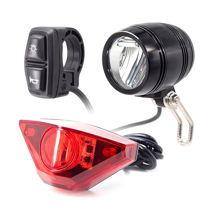 Ebike Headlight And Rear Light Set Input 24V 36V 48V 56V E-Bike LED Lamp Electric Bicycle Headlight And Tail Lights