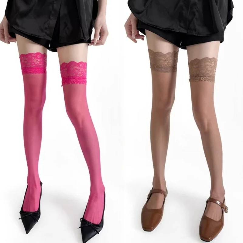 11 Farben Damen Silikon Anti-Rutsch Sexy Strümpfe Sommer Dünne Spitzenstrümpfe Overknee-Strümpfe Nachtclub Halterlose Strümpfe