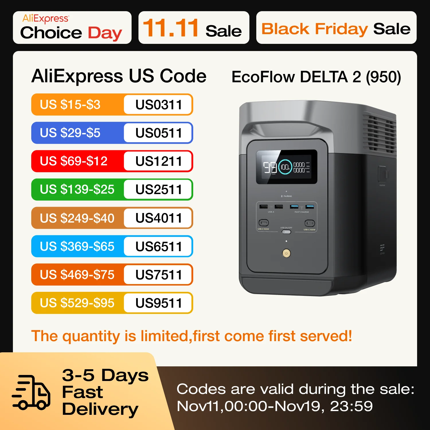 ECOFLOW Central eléctrica portátil DELTA 2, batería LiFePO4 (LFP) de 950 Wh, salida USB-C de 1800 W CA/100 W, generador solar