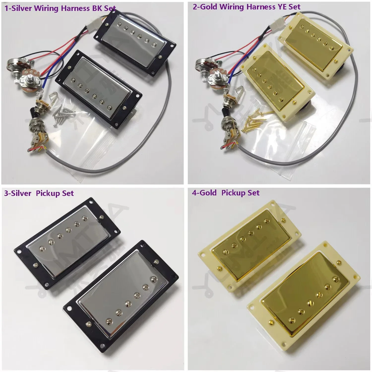 

Guitar Humbucker Pickup with 1V1T Wiring Harness 4C for LP/SG Electric Guitar Replacement Parts