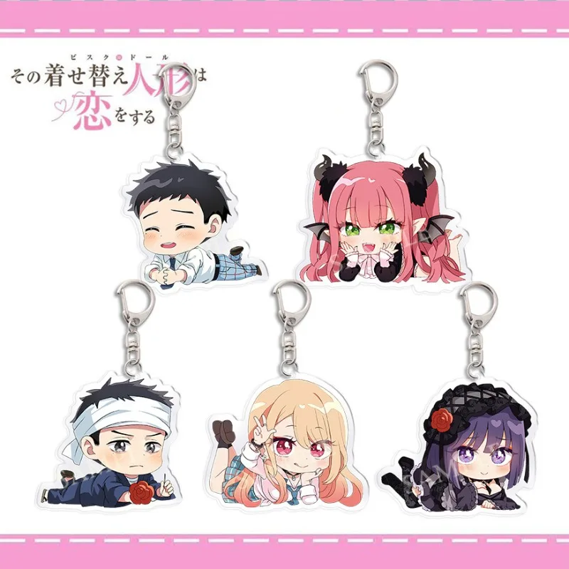 

Anime Acrylic Keychain Kitagawa Marin Action Figure Changing Doll Fall in Love Chain Kid Toys Brith Gift Bag Car Keyring Decora