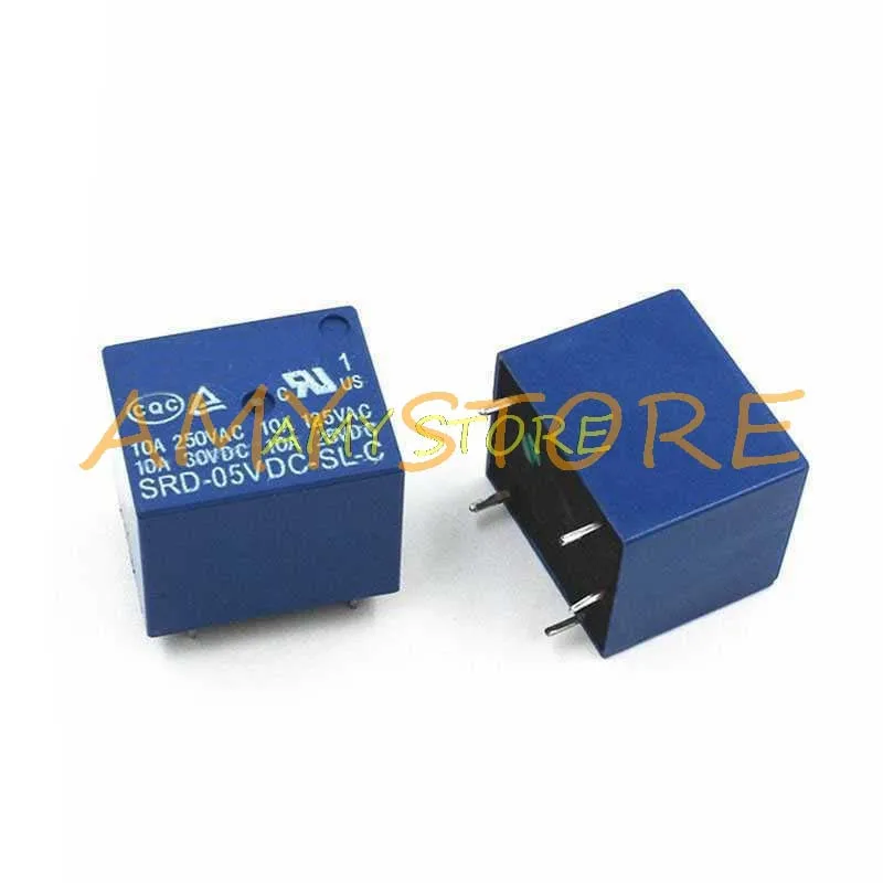 5 Pcs Mini Modul Power Relay SRD-5VDC-SL-C DC5V SPDT 5 Pin PCB Relay Biru