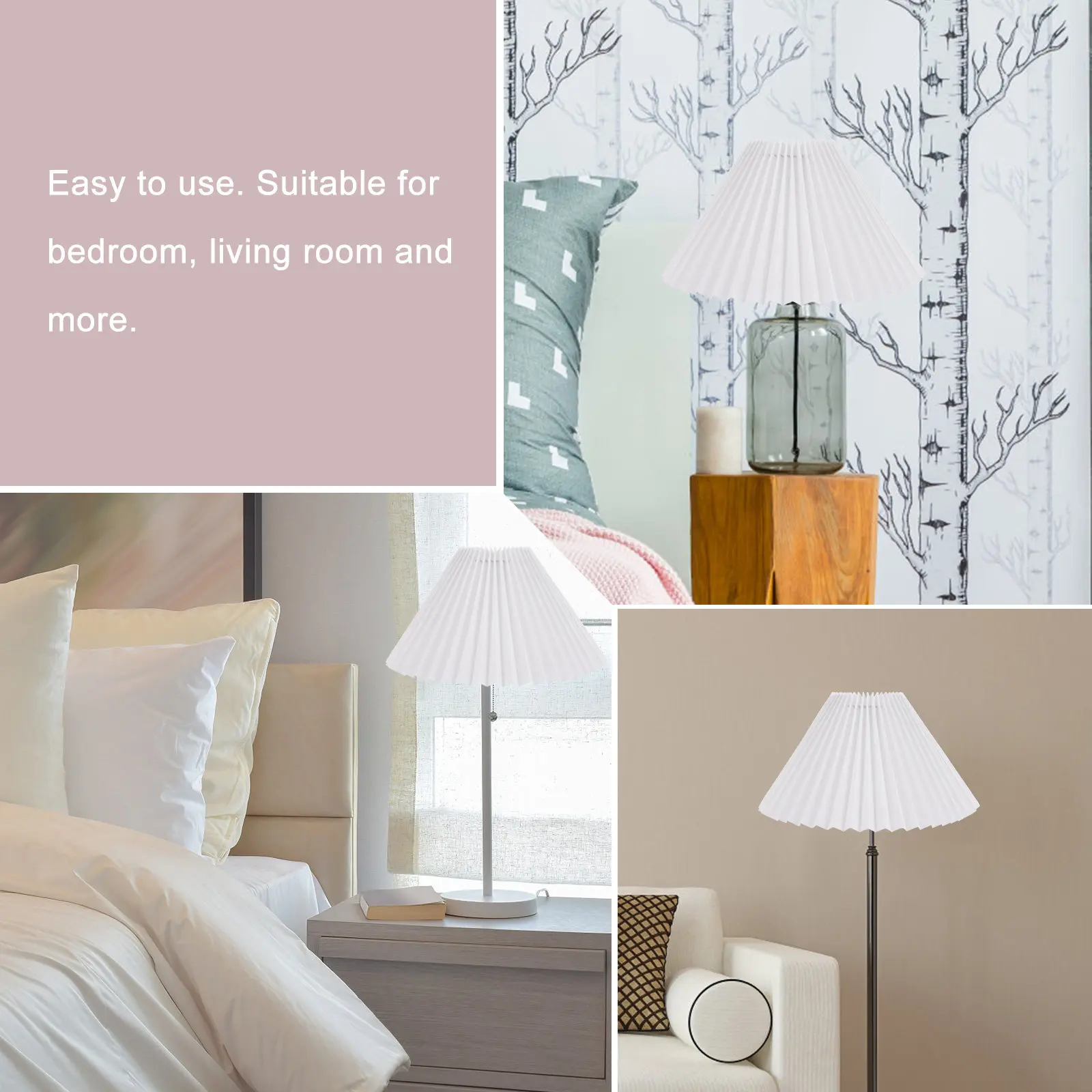 

Pleated Lamp Shade White E27 Scalloped Fabric For Table Floor Desk Lamp Chandelier Light Cover Home Decor Lighting