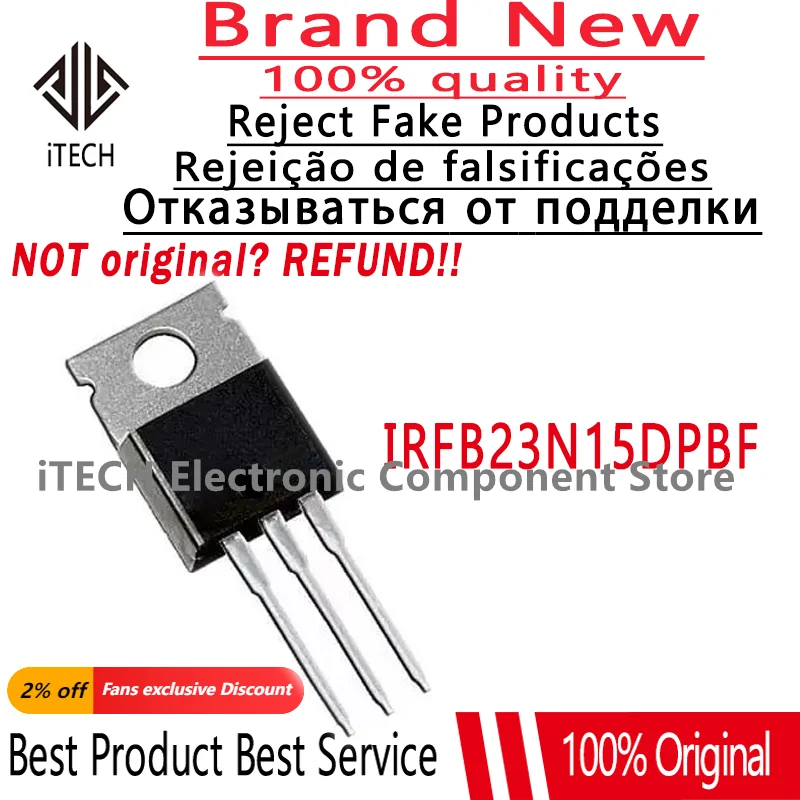 

10pcs/lot Original IRFB23N15DPBF IRFB23N15D B23N15D TO-220 MOS Field Effect Transistor 23A 150V 100% New and Genuine