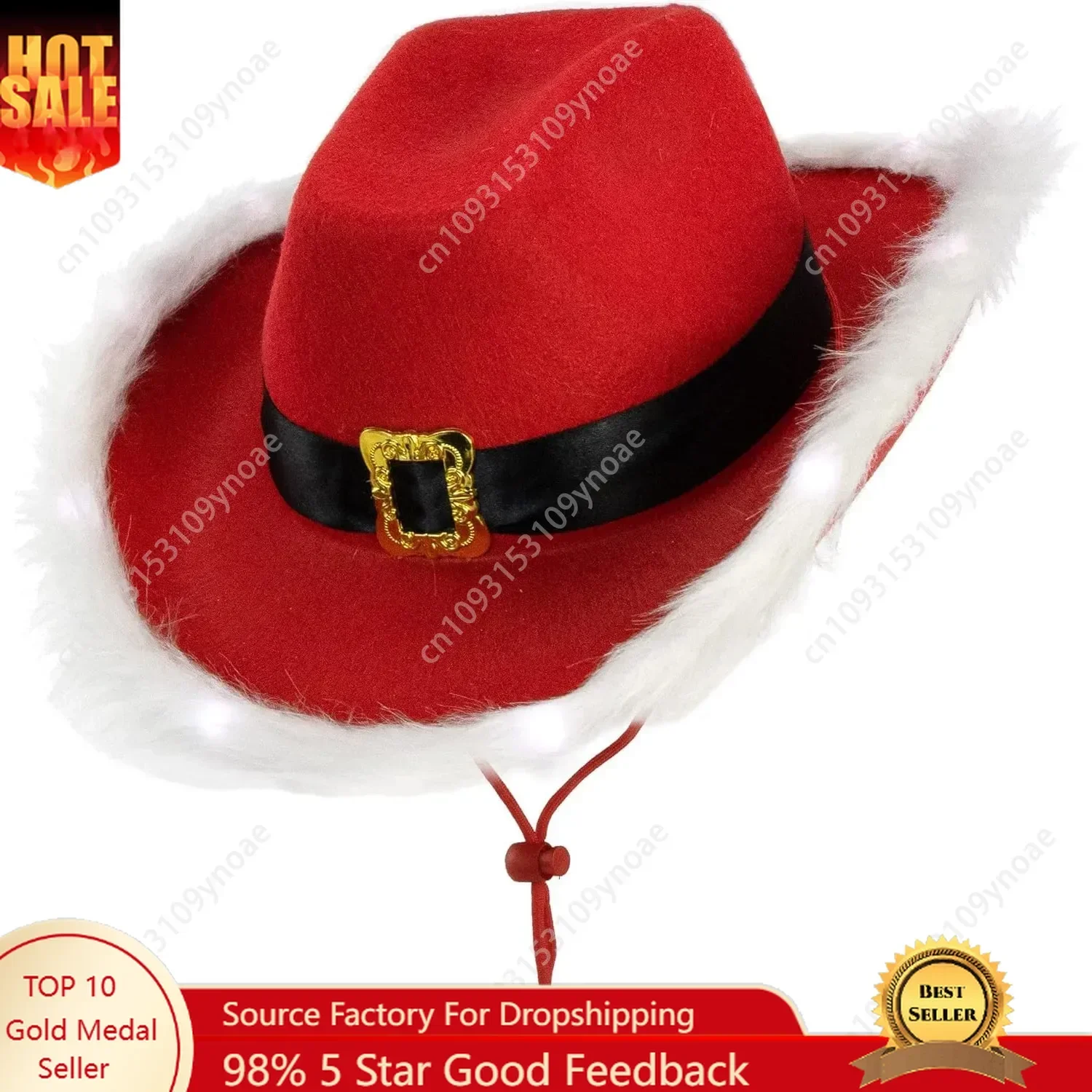 

Christmas Cowboy Hat Blinking Tiara Felt Cowgirl Dress Up Hats Feather Trim Man Women Festivals Activies Cosplay Caps Unisex