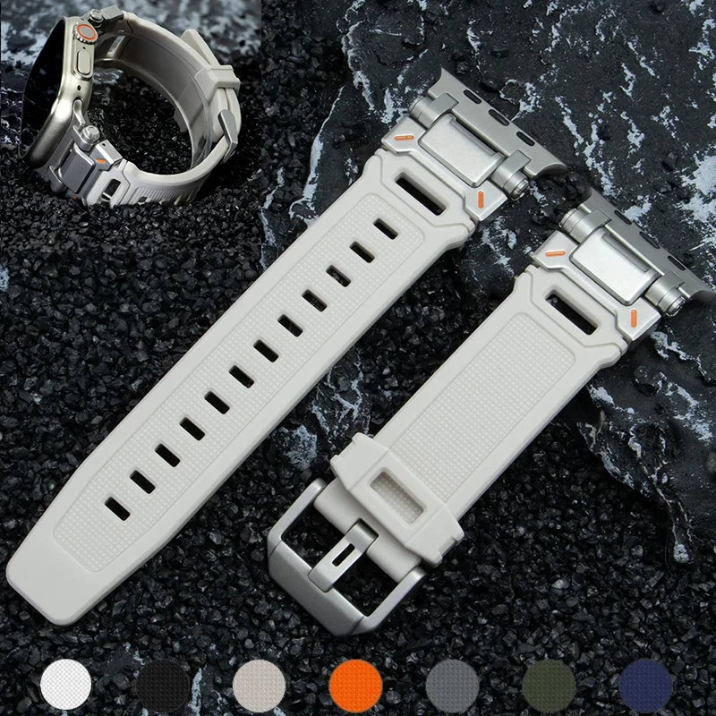 Tali jam tangan untuk Apple Watch, TPU olahraga gelang silikon mewah Ultra 49mm 46mm 45mm 44mm 42mm untuk IWatch seri 10 9 8 7 6 SE 5 4