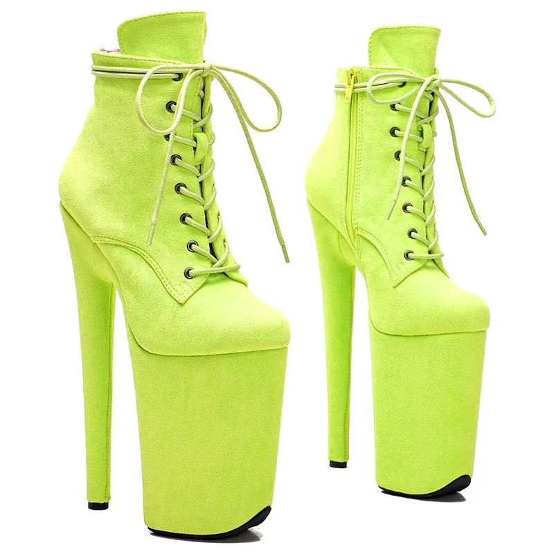 

New Fashion Flock Upper Sexy Exotic Pole Dancing Shoes 23CM/9inches High Heel Round Toe Platform Women's Modern Ankle Boots 048