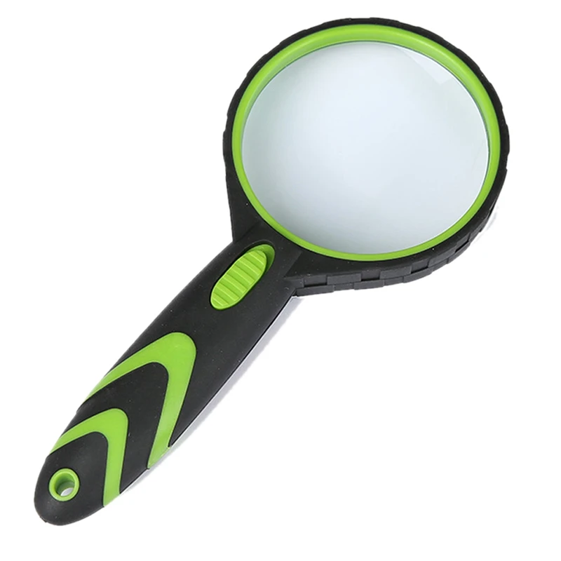 

2LED Lamp Rubber Handheld Magnifying Glass 10 Times 75MM Optical Glass Lens HD Reading Reading Appraisal