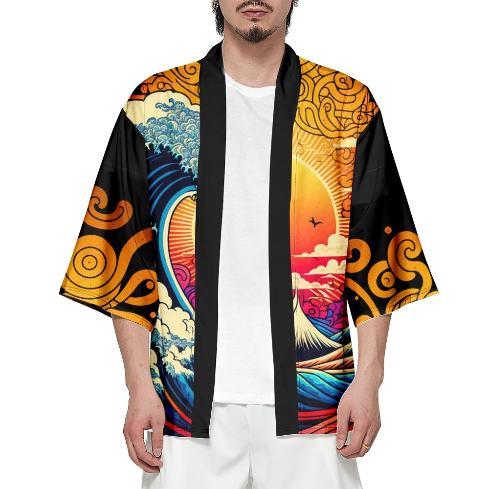 Plus Size XXXL 6XL 5XL 4XL Japanese Streetwear Cardigan Women Men Harajuku Wave Print Haori Kimono Cosplay Shirts Yukata