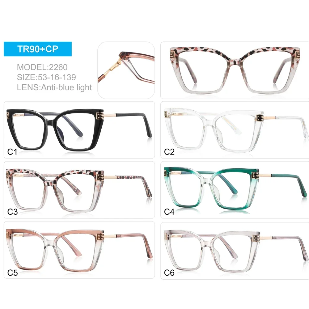 

KIZN женские цветные очки для близорукости в большой оправе TR90 с защитой от синего света, очки по индивидуальному заказу, прогрессивные очки от -0,50 до -6,0