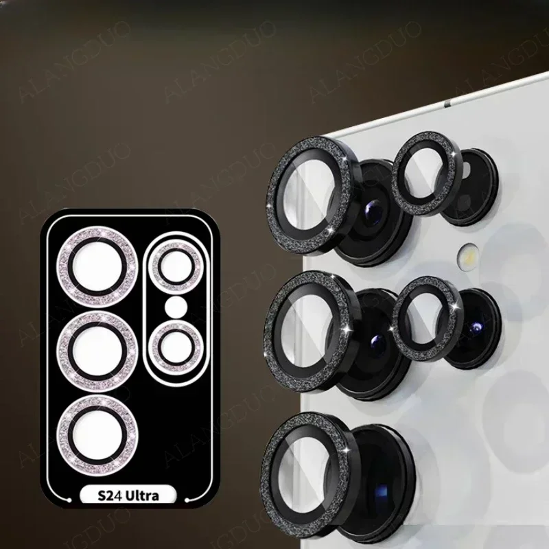 Glitter Camera Protector De Vidro Para Samsung Galaxy S24 Ultra, Metal Lens Ring, Protetor De Tela, Instalação Rápida, S24Ultra, S24Plus