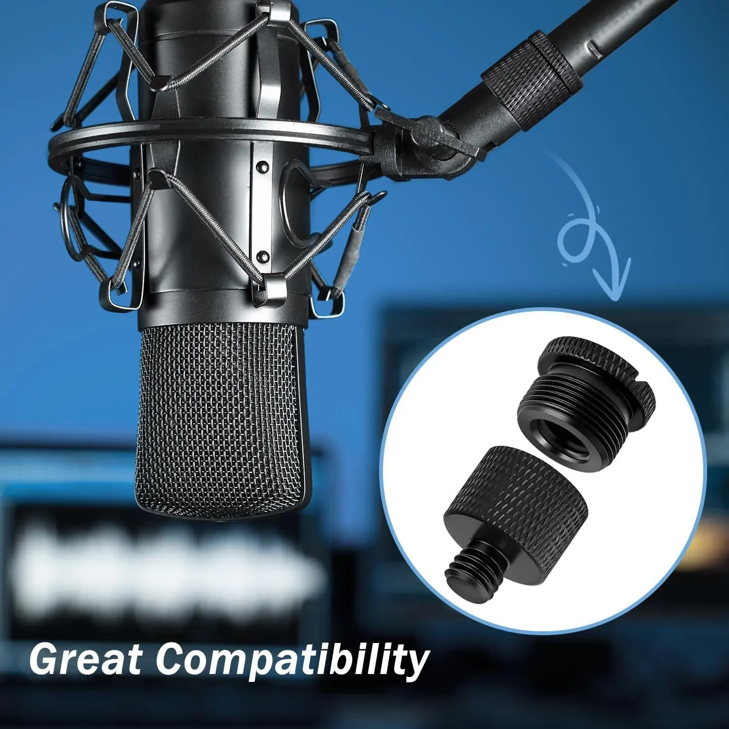 HOTTURE 8 Pack Mic Boom Stand Adapter Kit 5/8 Female To 3/8 Male, 3/8 Female To 5/8 Male, For Microphone Stand Boom Camera T