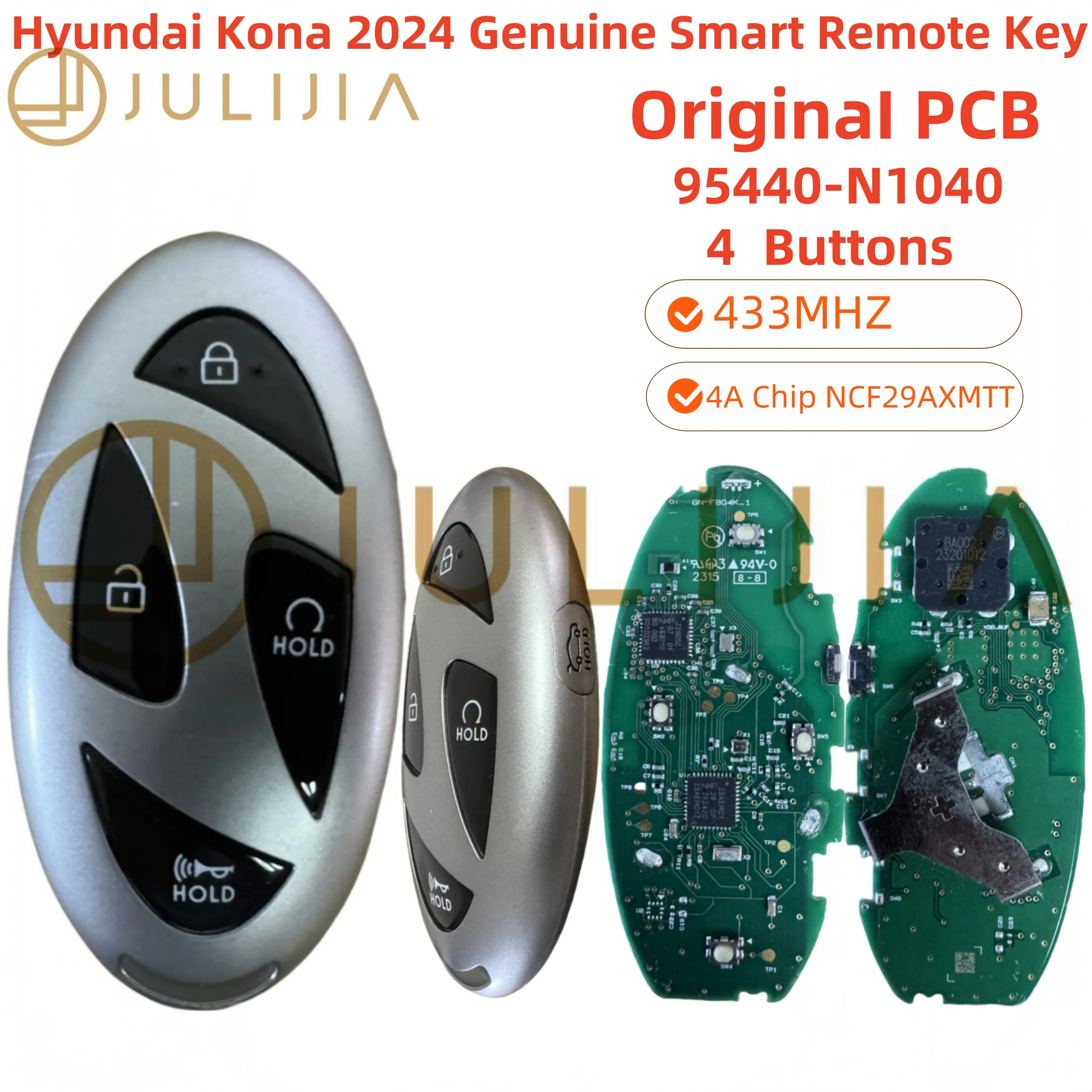For Hyundai Grandeur ID 4A Chip 4+1 Buttons 2023 Genuine PCB Smart Remote Key 433MHz NCF29Ax After Market Key Shell 95440-N1040