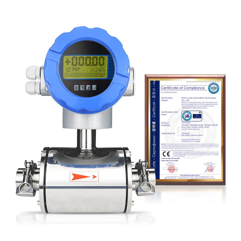 Magnetic Flowmeter Stainless Steel Clamp Connection DN50 DN32 DN25 Liquid Milk Water Flow Meter