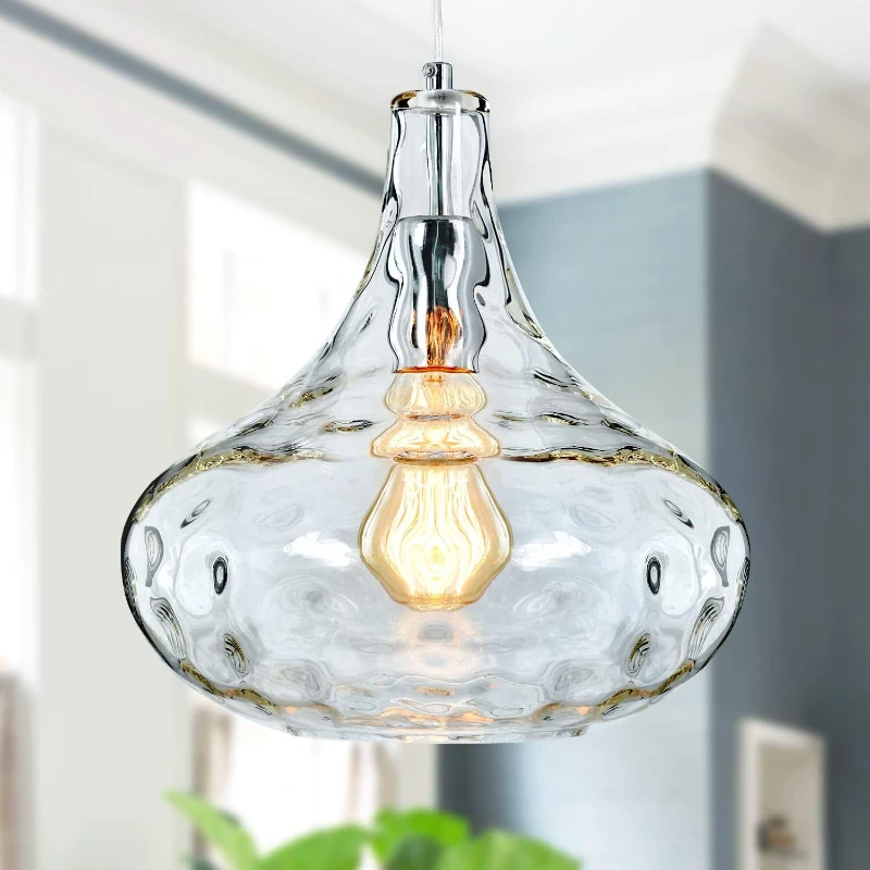 

GOODAPA Chandelier Lustre Clear Glass Lampshade For Home Deco Living Room With Watermarks Dots Stripe LED E27 Bulb Hanging Lamp