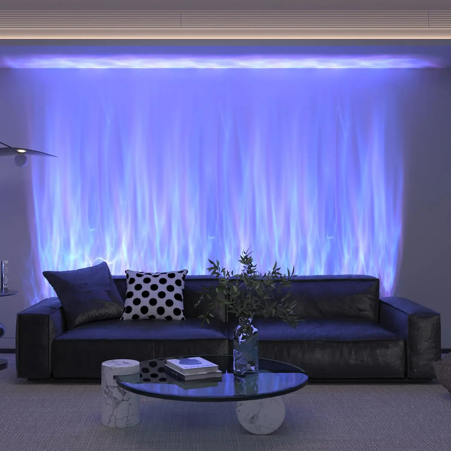 

Dynamic Wave Wall Light - Flowing Water, Aurora Visual - Color Changing Wall Washer Lamp with Remote & APP - Ambient