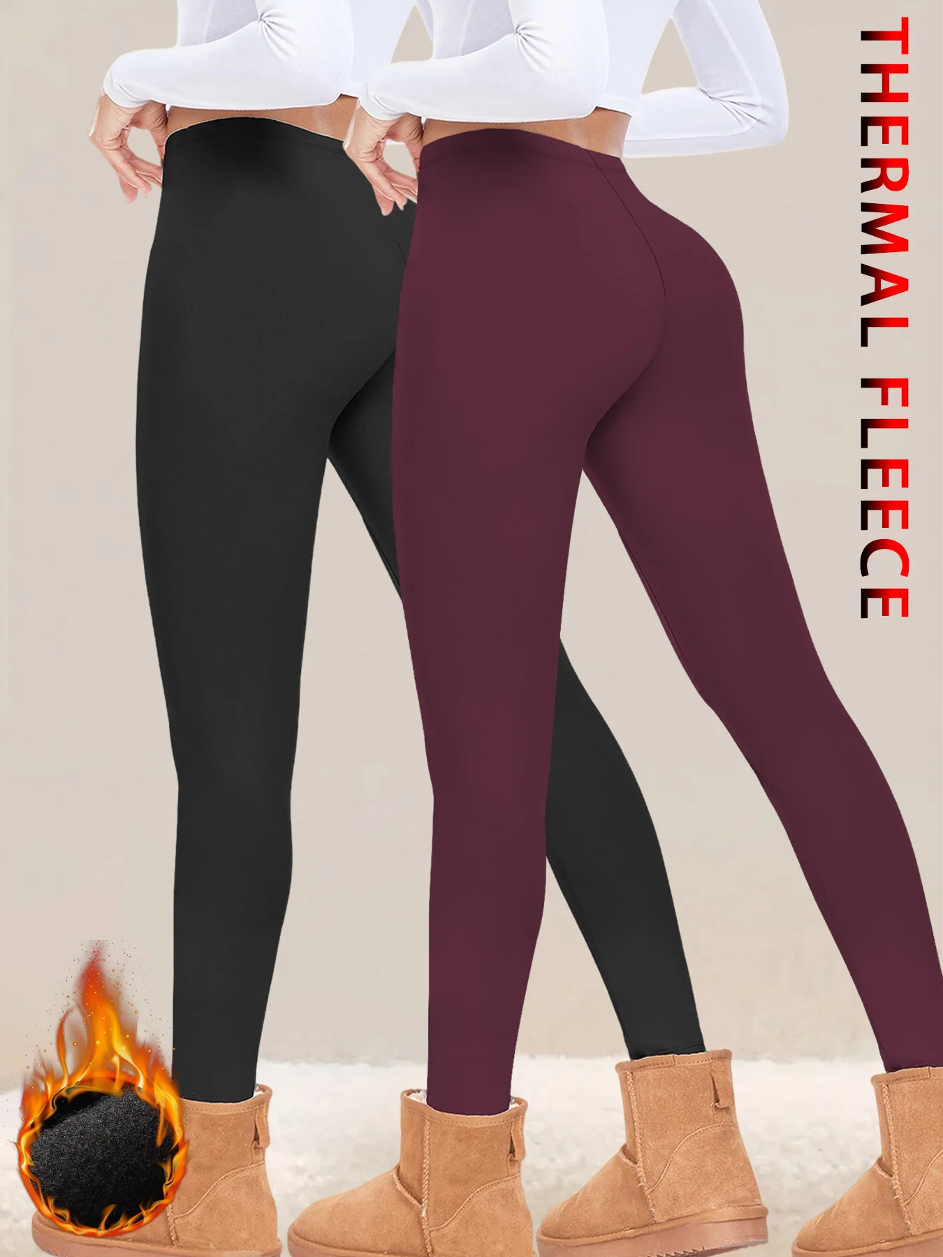 2 pcak طماق الصوف منخفضة الارتفاع للنساء مع التكنولوجيا الحرارية. مصممة للجري في الشتاء ودافئة لليوجا أثناء التمرين #1