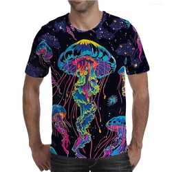 Trendy Neon Jellyfish Men’s T-Shirt 3D Printed High Quality Short Sleeve Tops Cartoon Casual Hip Hop Fashion Man T Shirts