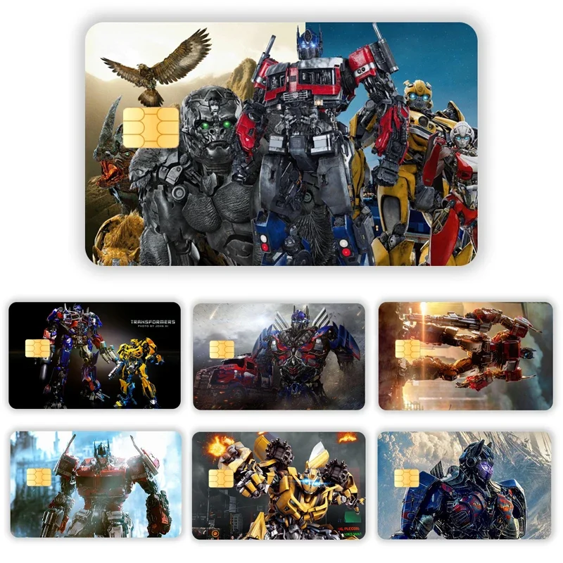 Transformers Cartoon Handsome Cool Card Credit Chip Creativity Waterproof Stickers Stickers Big and Small Chip Sticker