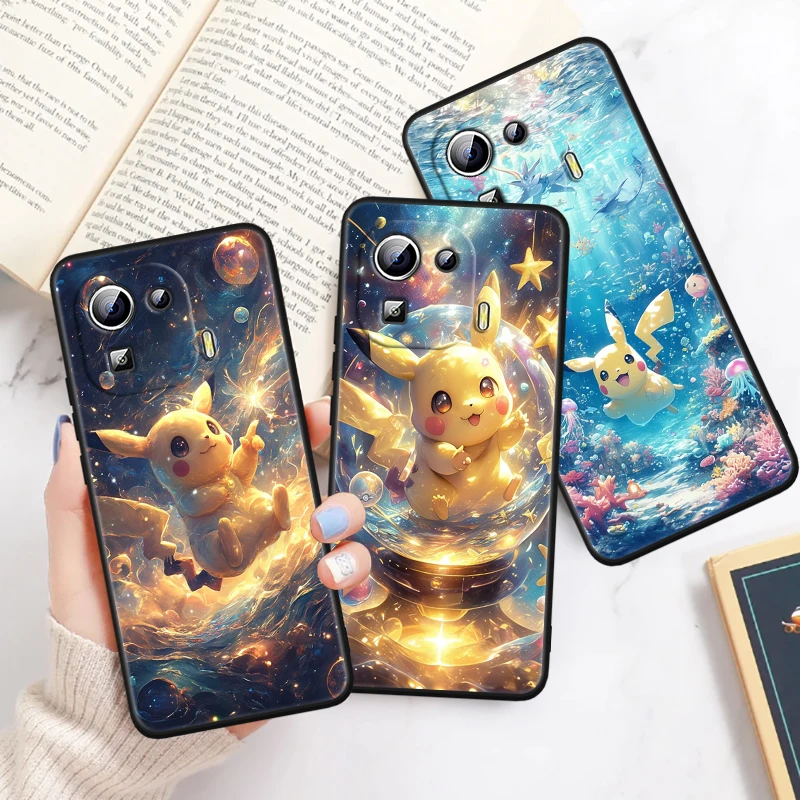 

Pikachu Fashion Cartoon Cute For Xiaomi Mi 14 13T 13 12T 12 11T 11i 11 10T 10 Pro Lite Ultra 5G Black Back Phone Case