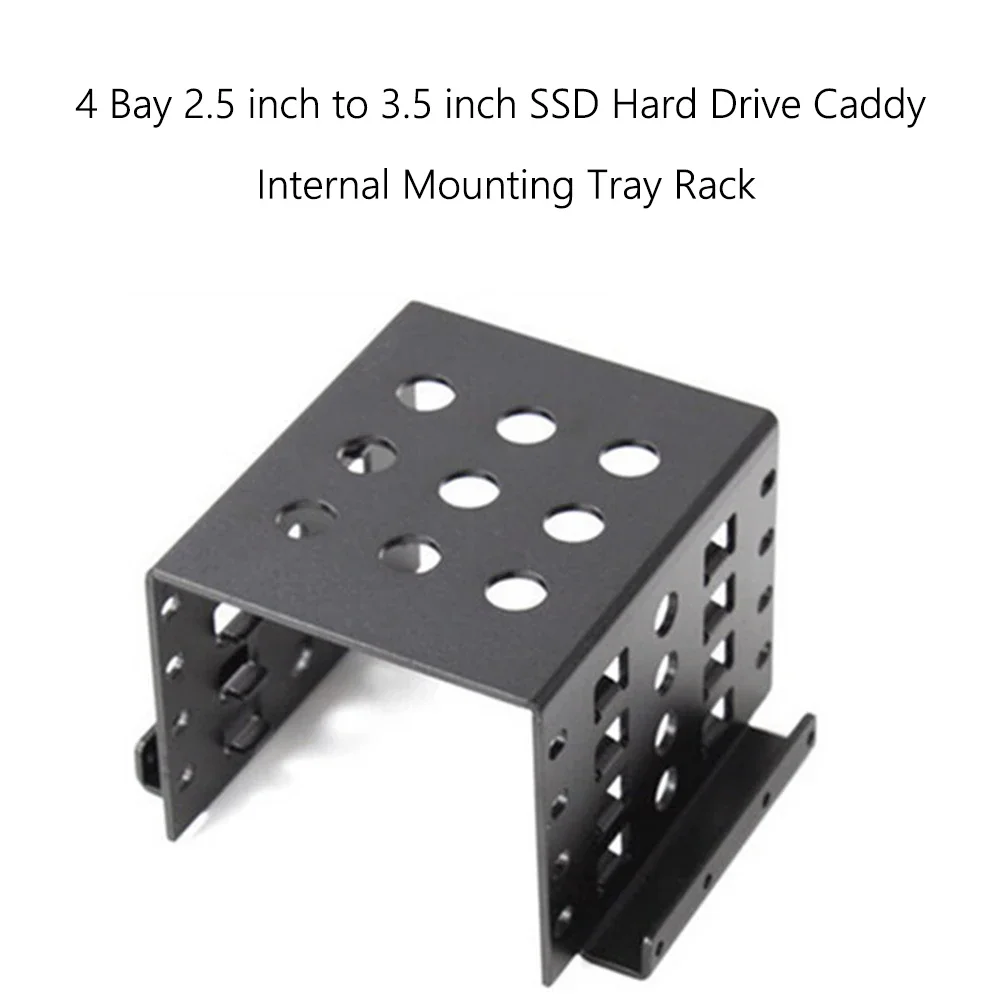 2,5 Zoll bis 3,5 Zoll Festplatten-Caddy, 4-Bay interne Montage-Adapterhalterung, mobiler Halter aus Aluminiumlegierung