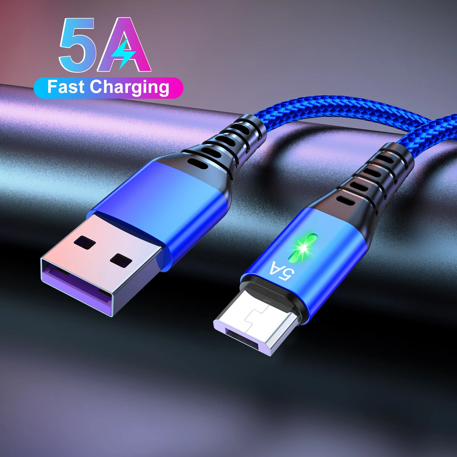 5A Micro USB Fast Charging Cable for Android Mobile Phone Quick Charger Data Cable Aluminum Alloy Nylon Braided Wire 0.3/1/2/3M